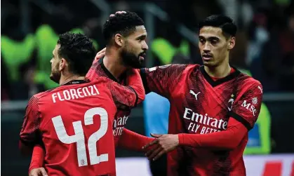  ?? Photograph: Piero Cruciatti/Anadolu/Getty Images ?? Ruben Loftus-Cheek celebrates the first of his two headed goals against Rennes at the San Siro.