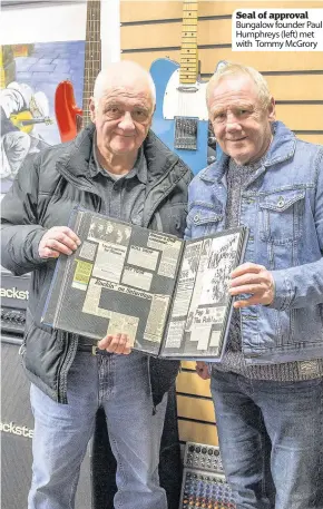  ??  ?? Seal of approval Bungalow founder Paul Humphreys (left) met with Tommy McGrory