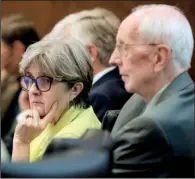  ?? Arkansas Democrat-Gazette/STATON BREIDENTHA­L ?? Sherrel Johnson of El Dorado, vice chairman of the state Higher Education Coordinati­ng Board, listens Friday morning to discussion on a framework for an outcome-based funding model.