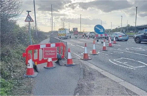  ?? ?? Eastern Road, at the Farlington roundabout, on Sunday evening