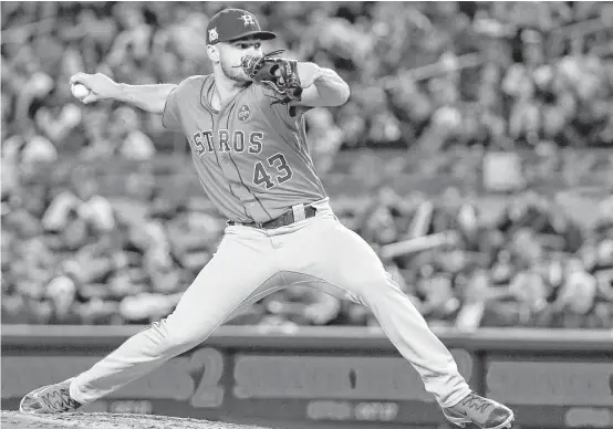  ?? Karen Warren / Houston Chronicle ?? Lance McCullers Jr., who closed out Game 7 of the ALCS, will get the ball as a starter for Game 3 of the World Series tonight at Minute Maid Park.