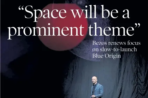  ?? Tom Brenner, © The New York Times Co. file ?? Jeff Bezos talks about his space company Blue Origin’s lunar lander in Washington in 2019.