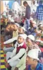  ?? HT ?? Muslims offering namaaz at Joshimath gurdwara.