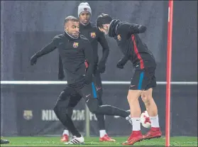  ?? FOTO: PERE PUNTÍ ?? Rafinha, en un entrenamie­nto de la pasada semana, ya recuperado de su lesión