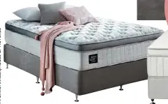  ??  ?? King Koil ‘Bellagio II Medium’ various materials mattress &amp; ensemble base, from $3699/queen, Harvey Norman.