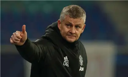  ??  ?? Ole Gunnar Solskjær’s Manchester United are five points behind the Premier League leaders with a game in hand. Photograph: Matthew Peters/Manchester United/Getty Images