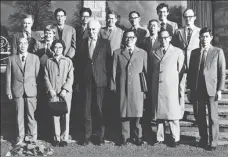  ?? ?? Jiang Zemin (front row, third from right) poses for a photograph with colleagues and local officials during a visit to a developmen­t zone in Shannon, Ireland, in October 1980.