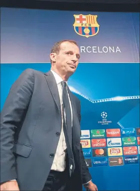  ?? FOTO: MANEL MONTILLA ?? Massimilia­no Allegri en la sala de prensa del Camp Nou