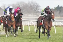  ?? Picture / Trish Dunell ?? Johnathan Parkes on Volpe Veloce wins easily at Te Rapa.