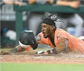  ?? GAIL BURTON/AP ?? Orioles shortstop Jorge Mateo has now recorded a hit in six straight games.
