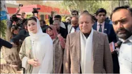  ?? ?? Nawaz Sharif (right), seen here with his daughter Maryam, is on the ballot aiming to become PM for the fourth time.