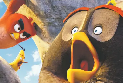  ??  ?? Chirps on their shoulders: The Angry Birds Movie, at Regal Stadium 14 and DreamCatch­er