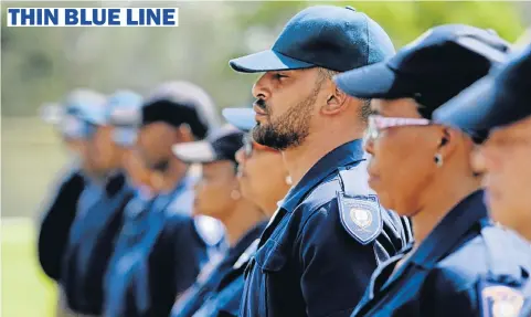  ?? Picture: FREDLIN ADRIAAN ?? SET TO SERVE: The Bay’s metro police officers at their induction yesterday at the traffic training college in Greenbushe­s
