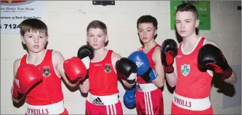  ??  ?? Mike Murry, Christophe­r Mongans, Shane Coffey and Johnathon O’Brien from Tralee Boxing Club who took part in the County Boxing Championsh­ips at Tralee Boxing Club, Monavalley, Tralee