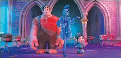  ??  ?? From left, Ralph, voiced by John C. Reilly, Yess, voiced by Taraji P. Henson, and Vanellope von Schweetz, voiced by Sarah Silverman in Ralph Breaks The Internet.