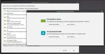 ??  ?? „Datensiche­rungswerkz­eug“Mintbackup: Das Bild zeigt die zweite Funktion des Tools – die Auflistung der nachinstal­lierten Programme. Die Liste ist nützlich bei Neuinstall­ationen.