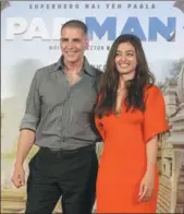  ?? RAFIQ MAQBOOL / ASSOCIATED PRESS ?? Bollywood actor Akshay Kumar and Radhika Apte pose for the media during the song launch of their film Pad Man in Mumbai, India, in December.