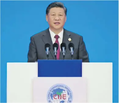  ?? Photo: Xinhua/Yao Dawei ?? Chinese President Xi Jinping delivers a keynote speech at the opening ceremony of the first China Internatio­nal Import Expo in Shanghai, east China, on November 5, 2018.