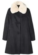  ??  ?? Black coat with white detachable collar, £24.99