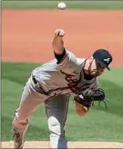  ?? Kyusung Gong / Associated Press ?? Braves starter Ian Anderson struck out seven and walked one over 52⁄3 innings against the Padres.