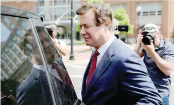  ?? — Reuters ?? President Trump’s former campaign manager Paul Manafort departs US District Court after a motions hearing in Alexandria, Virginia.