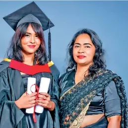  ?? ?? Nawoda Bandara, 1st class graduate of the BA (Hons) Fashion & Textiles Design, with her mother Mrs. Deepa Kumari Pathirana, Director of Dayarathna Corporatio­n Pvt. Ltd.