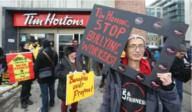  ?? STEVE RUSSELL/TORONTO STAR ?? “The fact that these businesses (Tim Hortons) are paying minimum wage in the first place demonstrat­es a corporate greed that supersedes any dignity and respect for their employees," writes Brad Globe of Whitby.