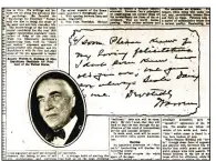  ?? (Democrat-Gazette photo illustrati­on) ?? Warren G. Harding’s note reads in part: “Please know of my loving felicitati­ons. I don’t even know how old you are, but you are always Sister Daisy to me.”