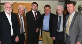  ?? Photos by Michelle Cooper Galvin ?? Minister of State Brendan Griffin TD with Brian McCarthy,Joe Grant, Donagh Gleeson, Don O’Donoghue and Cllr John Sheahan at the Killarney Athletic FC victory dinner in Killarney Racecourse, Killarney on Saturday.