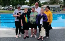  ?? ?? The members of Team Saskatchew­an announced at the Swift Current Special Olympics swim meet, June 19. From left to right, swimmers Rahimay Priebe and Tate Zimmerman, swim coach Jackie Powell, athlete assistant Kyle Ferguson, and swimmers Sam Fisher and Dylan Dovel.