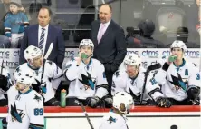  ?? Mel Evans / Associated Press ?? Coach Peter DeBoer on his team’s playoff exit: “My gut feeling is we ran out of some gas the last month. It’s just a reality.”