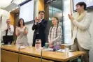  ?? Photograph: Leon Neal/Getty Images ?? MPs from various parties meeting climate activist Greta Thunberg at the Houses of Parliament in April last year.