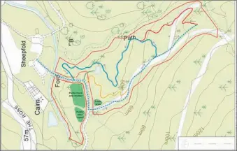  ??  ?? Areas highlighte­d in green show the location of the proposed site of the Dyemill skills trail.