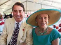  ??  ?? John Hendrickso­n and Marylou Whitney hosted a large Opening Day luncheon Friday at Saratoga Race Course’s At the Rail Pavilion.