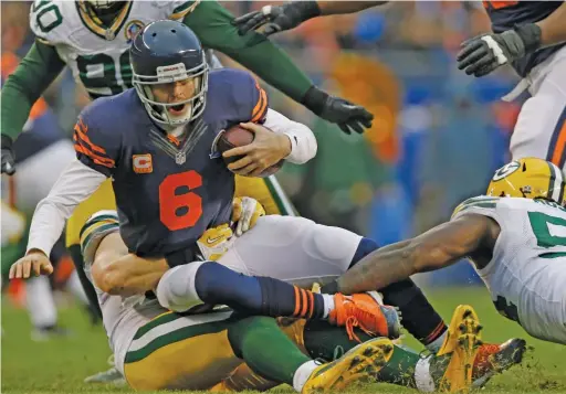  ?? AP ?? Jay Cutler, getting sacked by Clay Matthews on Dec. 16, 2012, said this after losing to the Packers that day for the sixth straight time: “It’s not a rival. It’s a domination.”