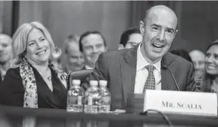  ?? Melissa Lyttle / Bloomberg ?? Eugene Scalia, nominee for Labor Department secretary, speaks during a hearing of the Senate Health, Education, Labor and Pensions Committee last week in Washington, D.C.