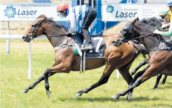  ?? Photo / Race Images ?? Supera winning her 1200m trial at Tauranga earlier this month.