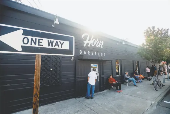 ?? Noah Berger / Special to The Chronicle 2020 ?? Horn Barbecue in Oakland regularly draws long lines. Owner Matt Horn heard that a togo container of his brisket and ribs was offered for sale on Craigslist.