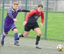  ?? Picture: Paul Amos FM6473843 ?? Stanhope &amp; Beaver Rangers chased by Hythe Royal British in Division 1ofthe Ashford Sunday League Legion