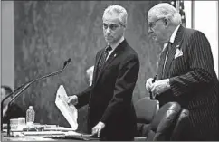  ?? NANCY STONE/CHICAGO TRIBUNE ?? Burke, right, chats with Mayor Rahm Emanuel in 2016.