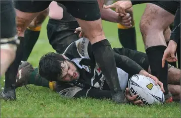  ??  ?? Alistair McCormack of Dundalk lays the ball off during Saturday’s Leinster League clash with Boyne.