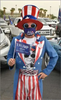  ?? IVP STAFF PHOTO ?? Imperial Valley Navy League President Ted Gallinat appears at Saturday’s Trump rally in full Uncle Sam costume.