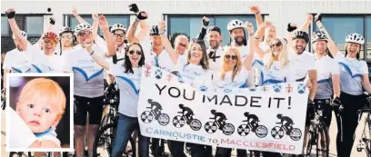  ?? Pic: Linsey Perry Photograph­y ?? The riders who cycled 400 miles to raise money for research into a rare condition called MECP2 Duplicatio­n Syndrome in honour of Charlie Walton