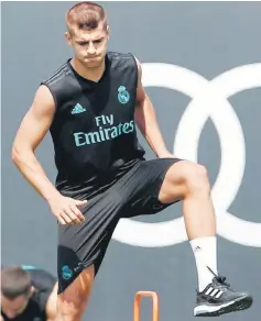 ??  ?? Real Madrid’s Alvaro Morata trains at the University of California Los Angeles in this July 12 file photo. — Reuters photo