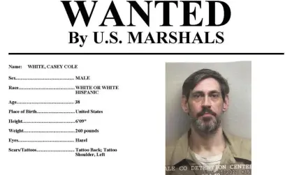  ?? ?? Image provided by the US Marshals Service shows part of a wanted poster for Casey Cole White. Photograph: AP