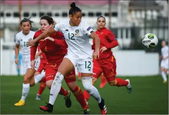  ??  ?? Rianna Jarrett leading the line against Montenegro in Petrovac on March 11.