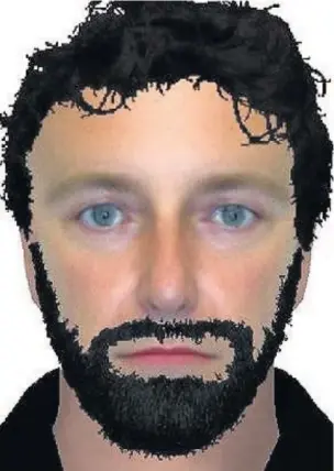  ??  ?? ●● Police have issued this e-fit of a man they want to speak to in connection with a strange incident at a Macclesfie­ld pub