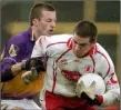 ??  ?? David Fogarty tackling Tyrone’s Philip Jordan in that 2005 game.