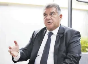  ?? //EFE ?? Joan Laporta fue contundent­e en la valoración que hizo sobre el `caso Negreira' y señaló a LaLiga como principal responsabl­e de muchas de las cosas que se están escuchando y sufriendo el club