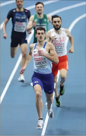  ?? ?? Guy Learmonth, pictured at last year’s European Indoor Championsh­ips, will compete again in Metz this weekend